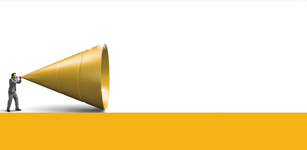 人物喇叭黄色线条招聘人才素材免抠