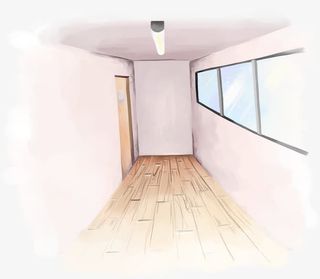 手绘漫画教室走廊免抠