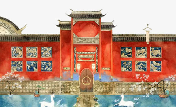 水彩建筑免抠
