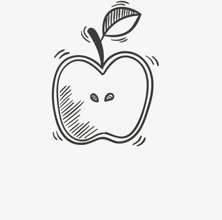 卡通简约黑白插画小清新苹果免抠