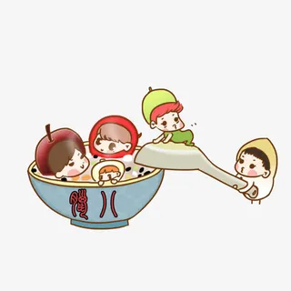 爬粥里的食材小孩免抠