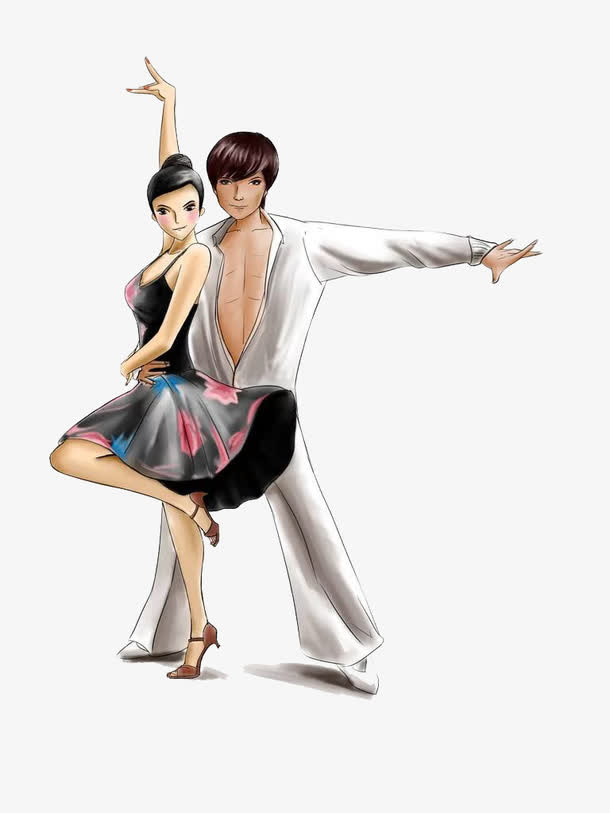 双人舞拉丁舞舞蹈家插画装饰免抠
