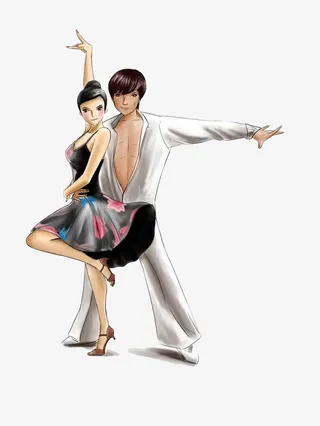 双人舞拉丁舞舞蹈家插画装饰免抠