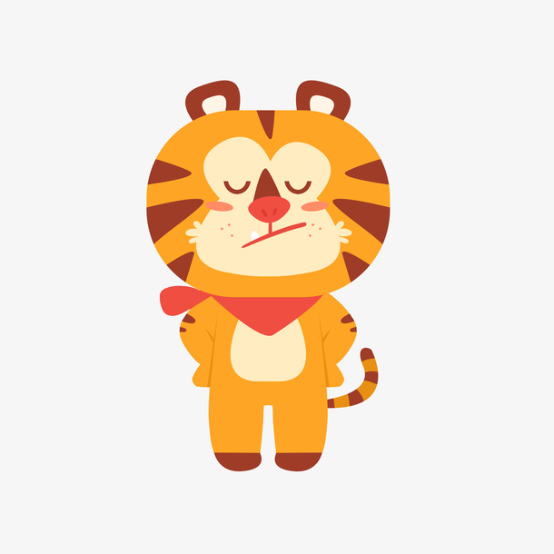 动物 卡通 手绘 插画 可爱  老虎免抠