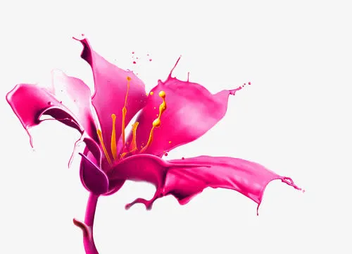 油漆红色鲜花免抠