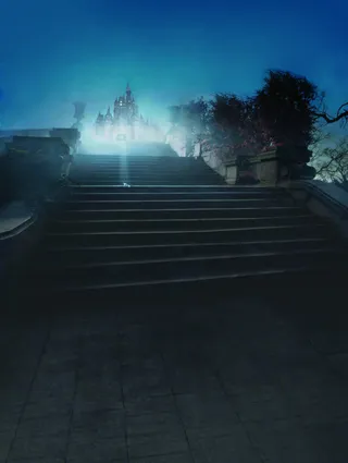 高清摄影创意蓝色的光效城堡免抠