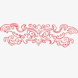 简约大气红色汉代花纹免抠