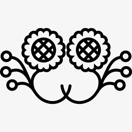 向日葵的镜面效果设计与花芽图标免抠