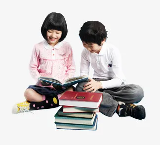学习中的男孩女孩免抠
