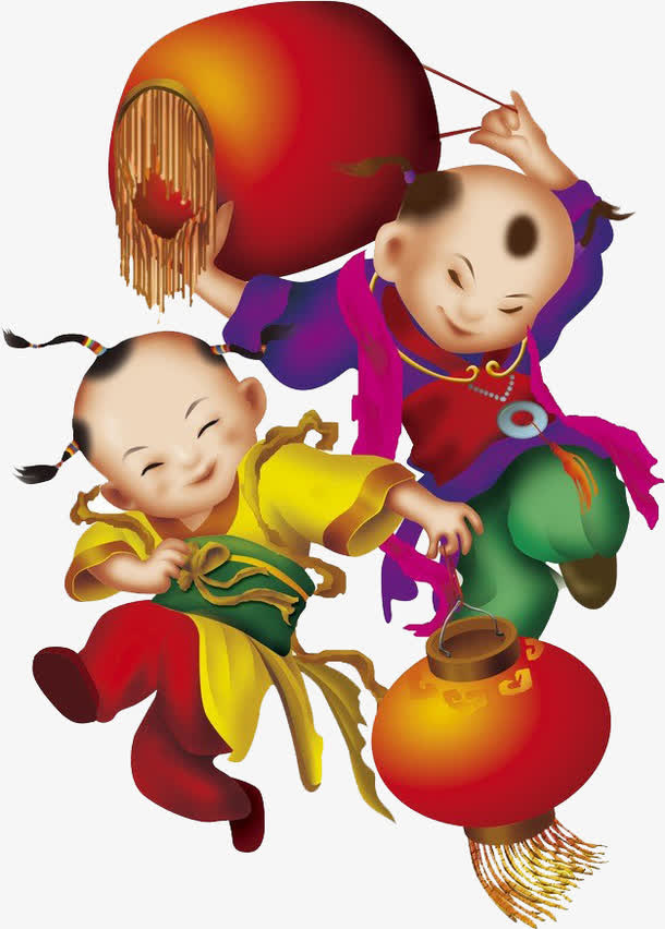 年画闹元宵免抠素材免抠