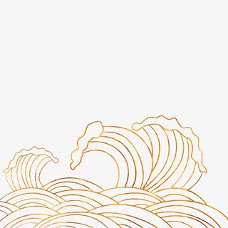 国潮风金色海浪图案免抠