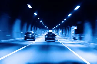 高清摄影蓝色光效地下隧道免抠