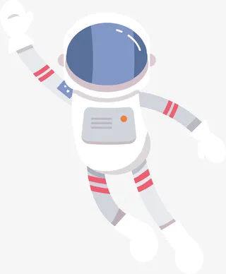 白色招手可爱宇航员免抠