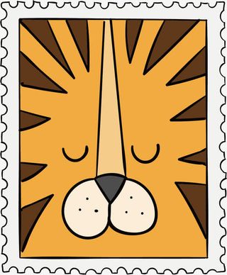 矢量老虎邮票免抠