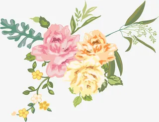 手绘多彩花朵免抠