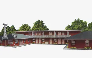 红砖蓝瓦屋子免抠