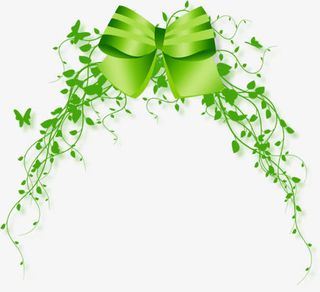 春天绿色藤蔓植物蝴蝶结免抠