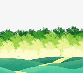 水彩插画春天踏青风景装饰插图免抠