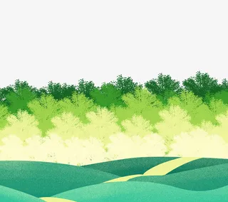 水彩插画春天踏青风景装饰插图免抠