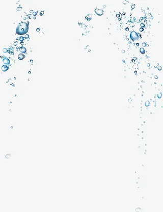 蓝色水珠设计漂浮气泡免抠
