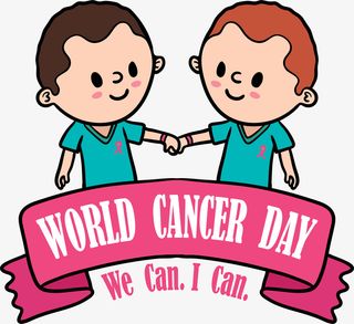 世界抗癌日卡通牵手标签免抠