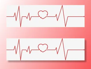 红色爱心心跳折线免抠手绘/卡通卡通元素