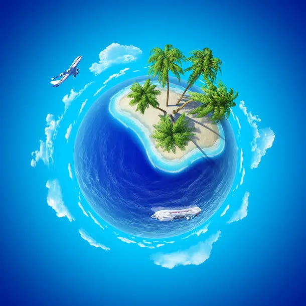 水里的椰树免抠
