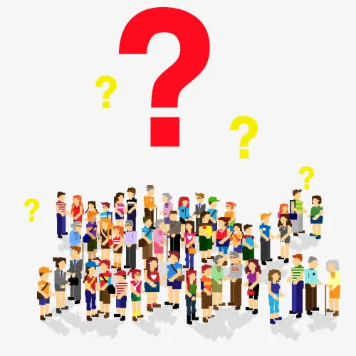 问号与人群卡通创意图免抠