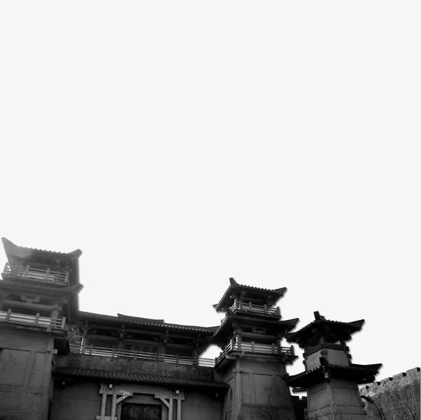 黑白建筑免抠