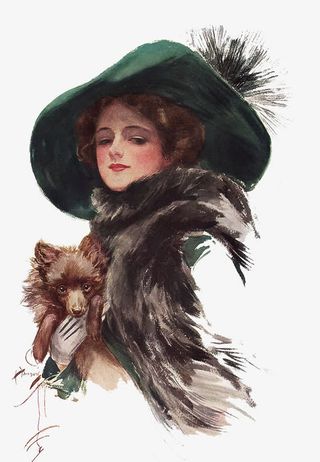 手绘法国女人免抠