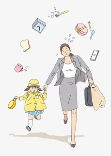 匆忙的母女俩免抠