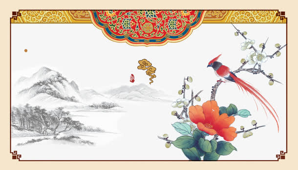 中国风花鸟素材背景