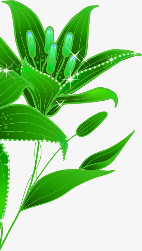 手绘绿色春季植物树叶免抠