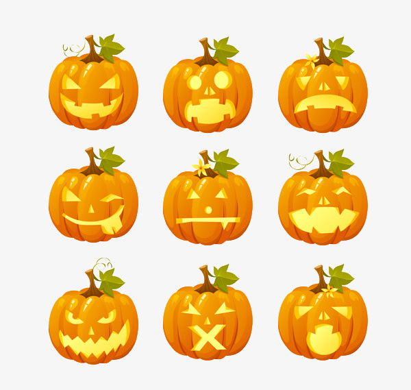 万圣节南瓜表情菜鸟图库案免抠