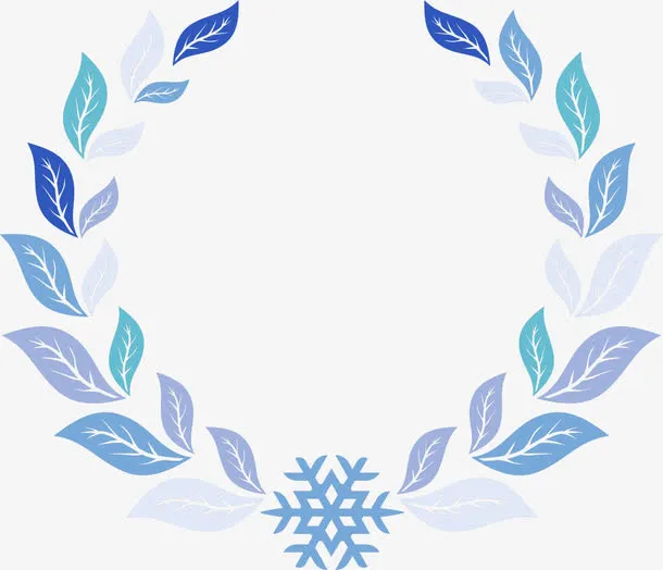 蓝色雪花草圈免抠