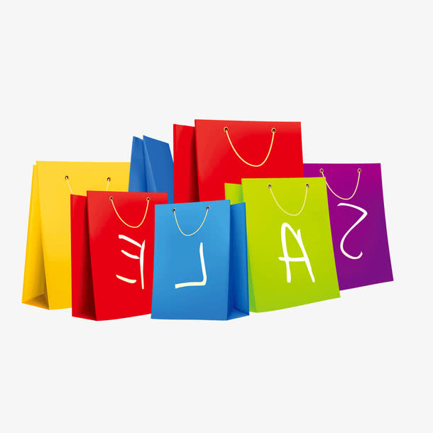 购物促销礼品袋子免抠