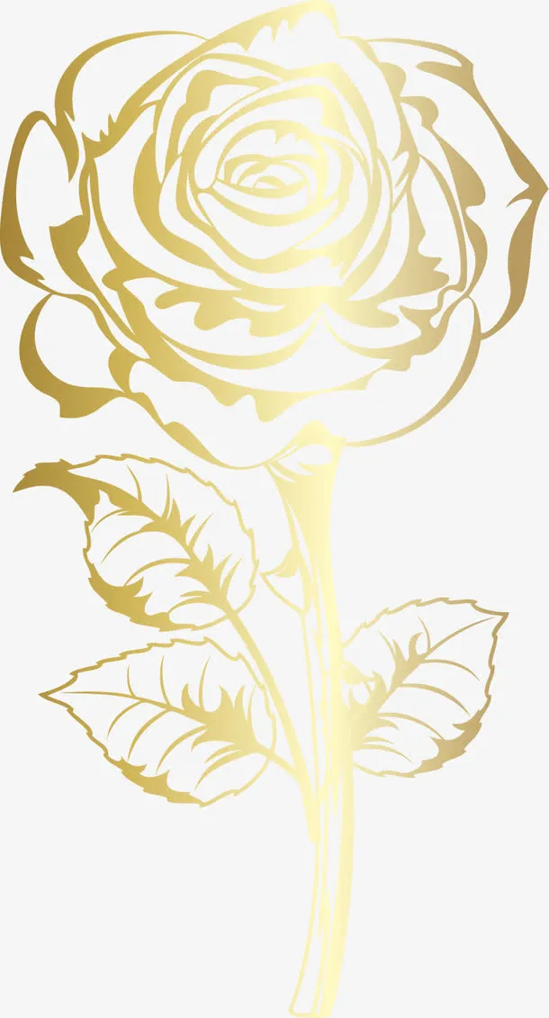 金色玫瑰花花纹免抠