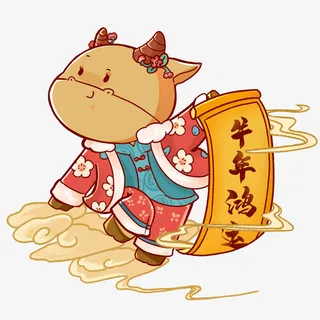 卡通牛牛年鸿运免抠