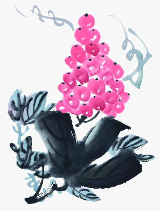 水墨花卉免抠
