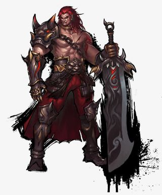 威武雄壮的巨剑铠甲战士游戏原画免抠