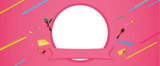 天猫吃货节红色几何bannner高清