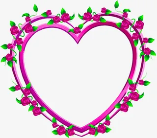 粉色缠绕玫瑰心形七夕免抠