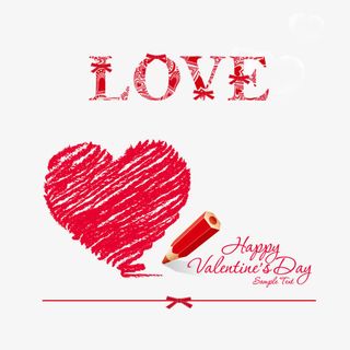 手绘红色爱心免抠