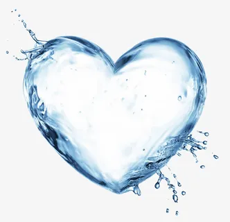 蓝色纯净水珠心形水花免抠