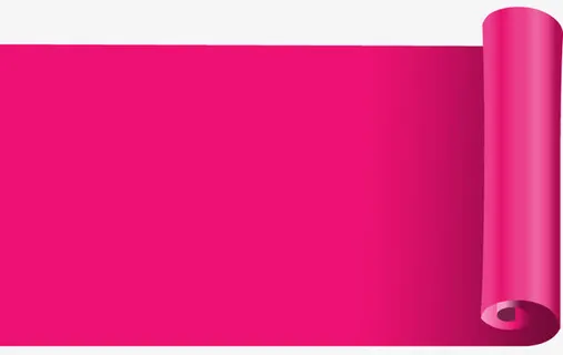 玫红色卷边纸张免抠