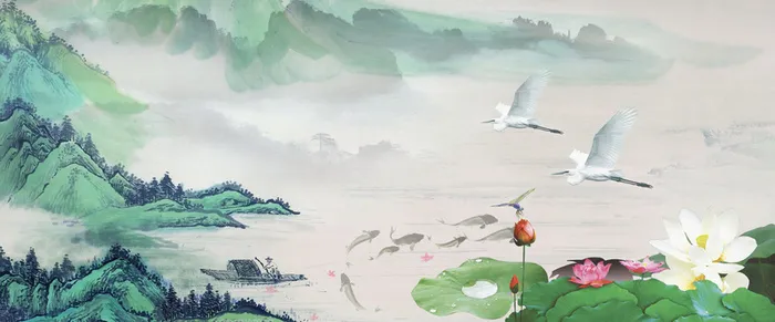 中国风荷塘月色背景高清