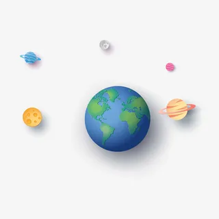 卡通地球与别的星球免抠