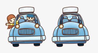 手绘卡通开车旅行免抠背景场景背景元素