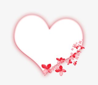 粉色光晕爱心花朵装饰边框免抠