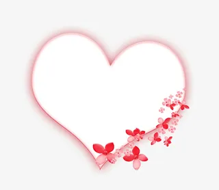 粉色光晕爱心花朵装饰边框免抠